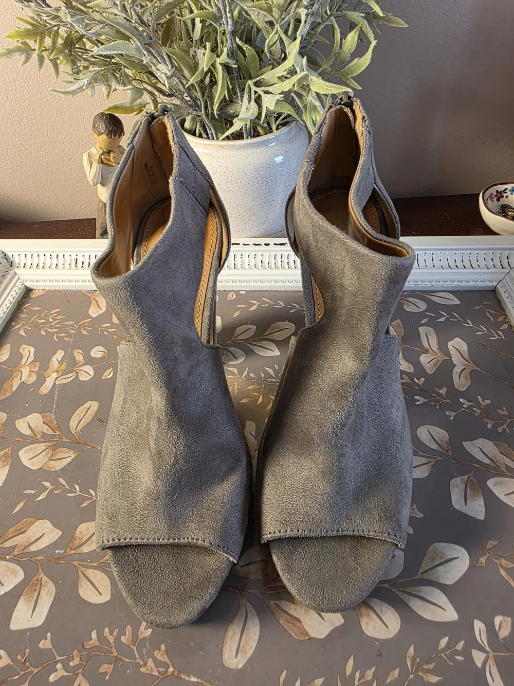 REPORT ~ Taupe Suede Open-Toe Heels - Elegant Cutout Booties